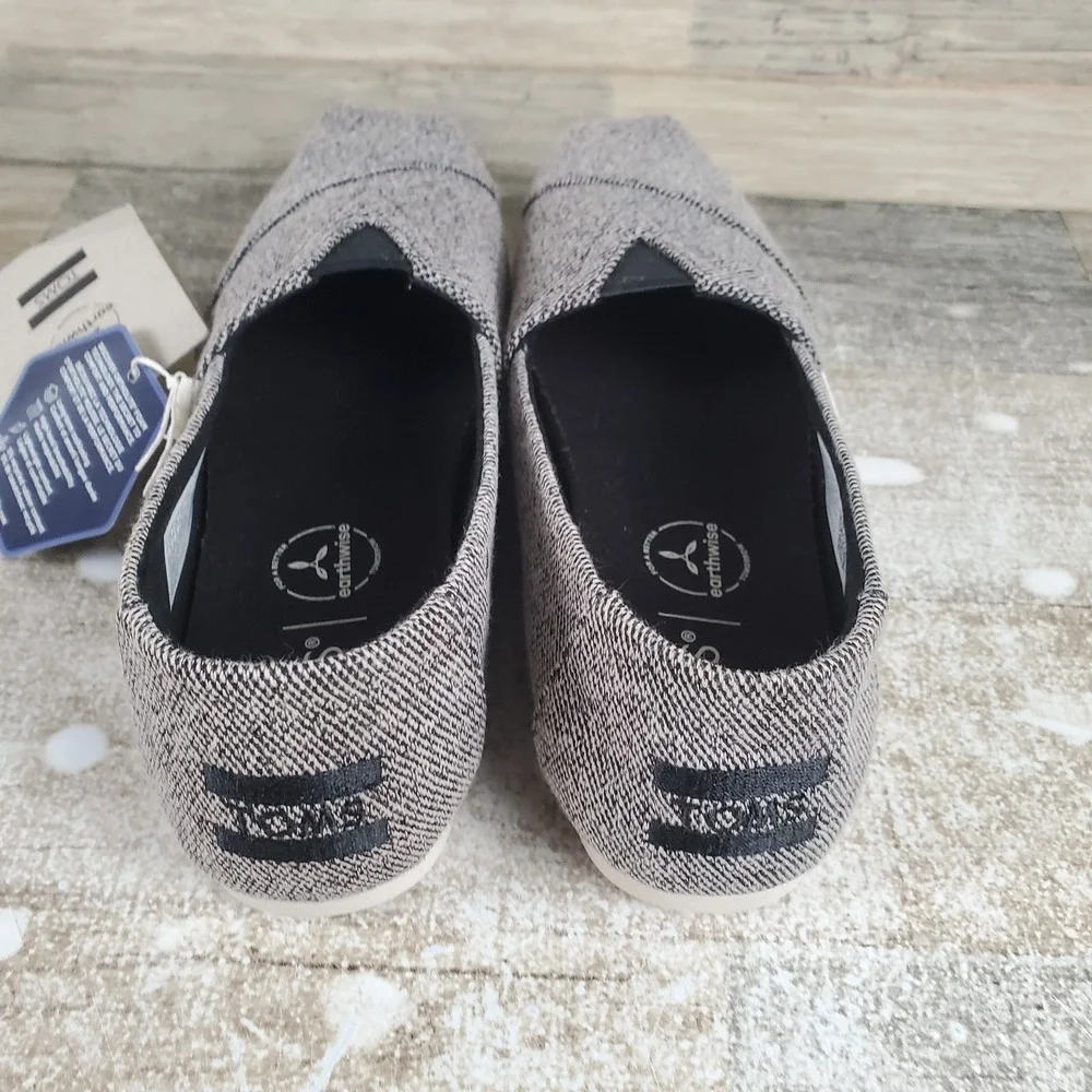 Toms Alpargata Womens Flats Sz 5 Black Earthwise Heathered Knit Slip On Loafers - Picture 3 of 12